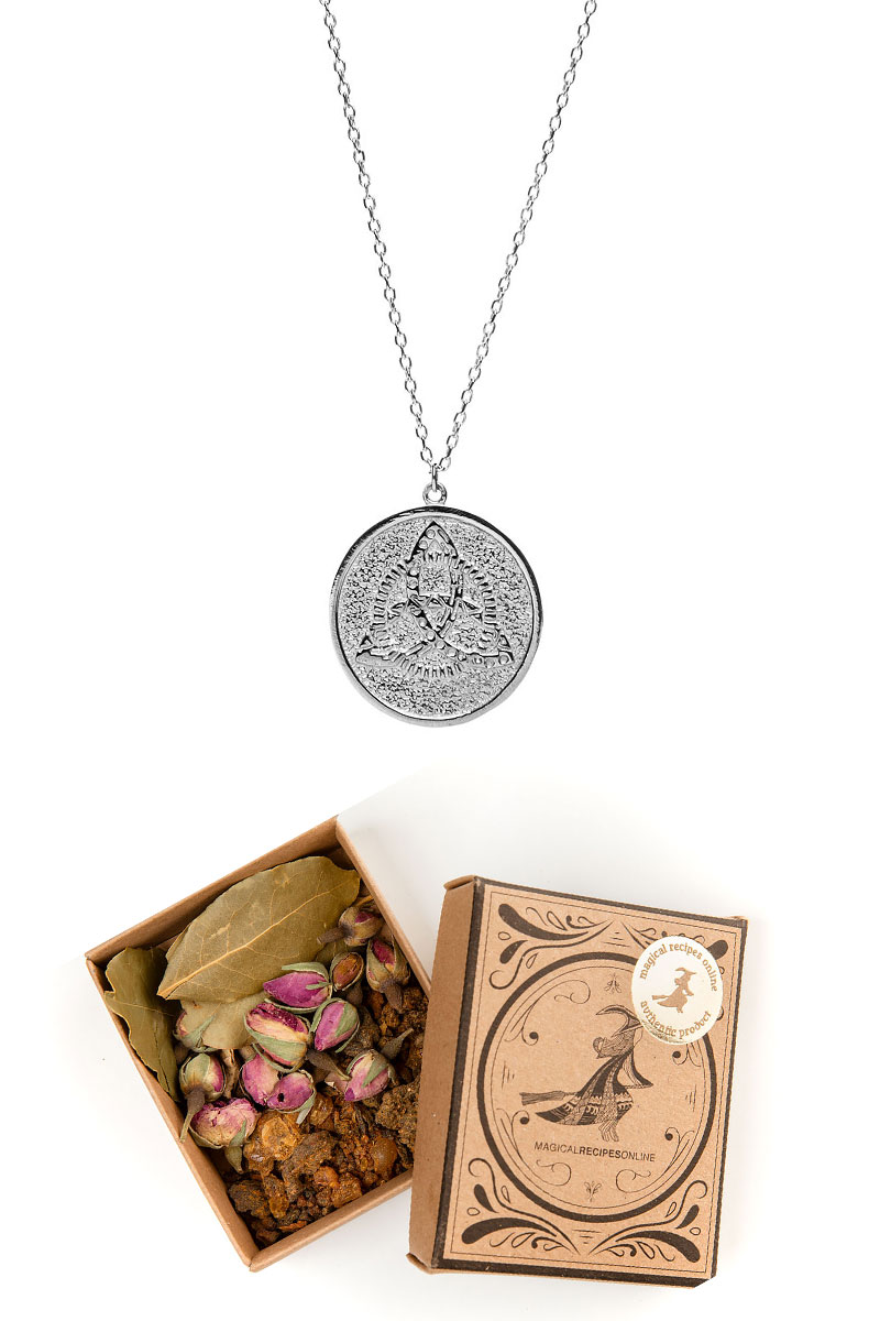 Get a Silver Triquetra Necklace with an alchemical 'activation herbal mix' exclusively in Magical Recipes Online