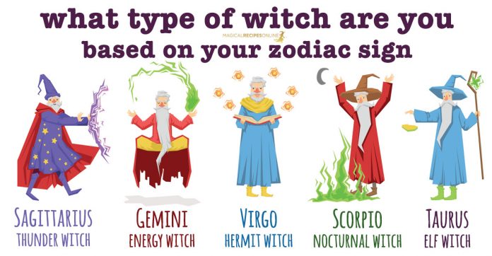 Zodiac Signs and types of Witches