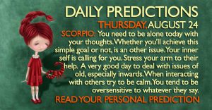 Daily Predictions for Thursday, 24 August 2017