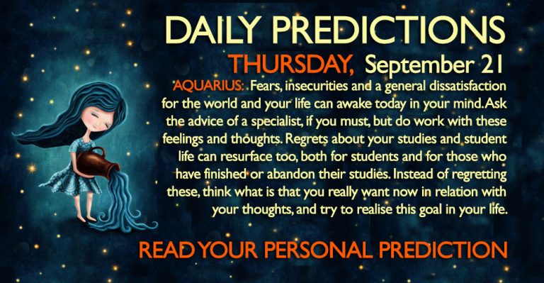 Daily Predictions for Thursday, 21 September 2017