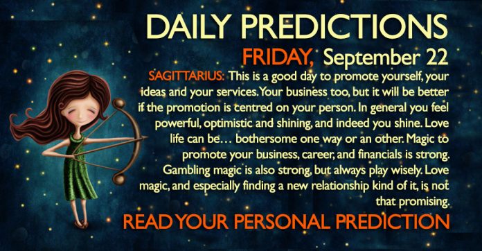 Daily Predictions for Friday, 22 September 2017