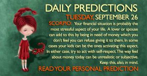 Daily Predictions for Tuesday, 26 September 2017