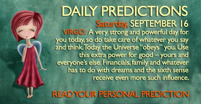Daily Predictions for Saturday, 16 September 2017