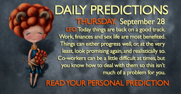 Daily Predictions for Thursday, 28 September 2017