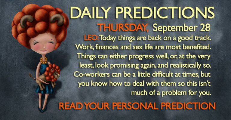 Daily Predictions for Thursday, 28 September 2017