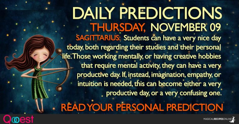 Daily Predictions for Thursday, 09 November 2017