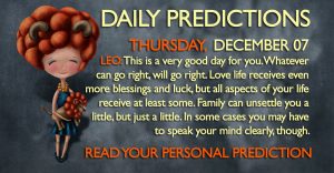 Daily Predictions for Thursday, 07 December 2017
