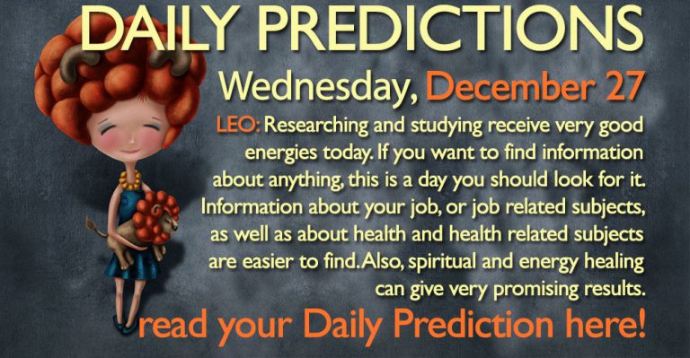 Daily Predictions for Wednesday, 27 December 2017