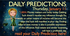 Daily Predictions for Thursday, 11 January 2018