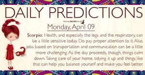 Daily Predictions for Monday, 9 April 2018