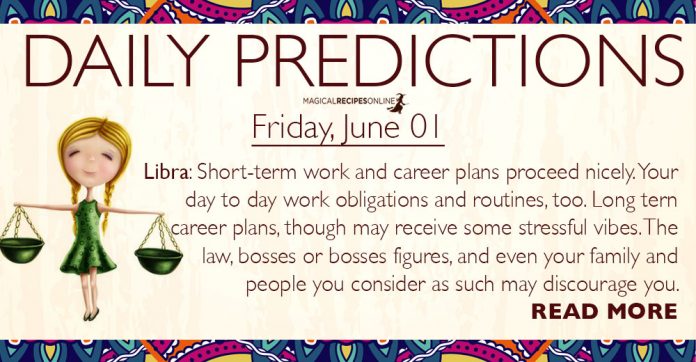Daily Predictions for Friday, 1 June 2018