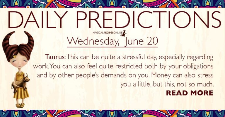 Daily Predictions for Wednesday, 20 June 2018
