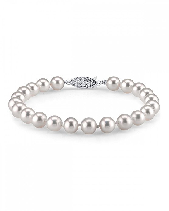 7-8mm White Freshwater Cultured Pearl Bracelet - AAA Quality
