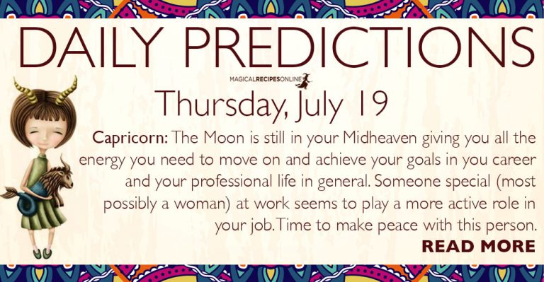 Daily Predictions for Thursday, July 19, 2018