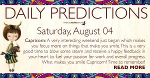 Daily Predictions for Saturday, 04 August 2018