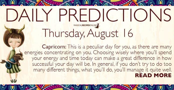 Daily Predictions for Thursday, 16 August 2018