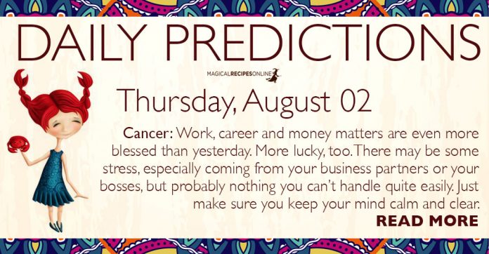 Daily Predictions for Thursday, 02 August 2018
