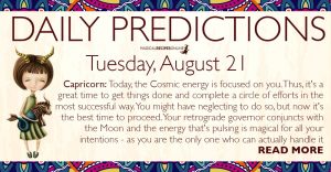 Daily Predictions for Tuesday, 21 August 2018