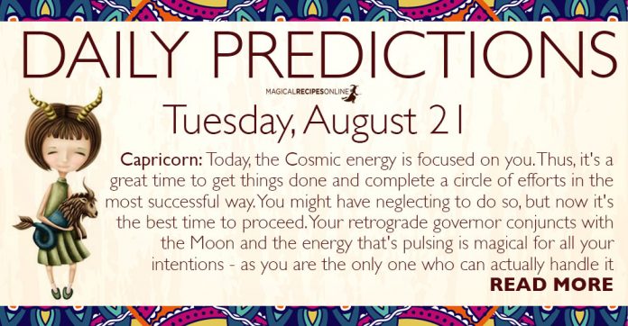 Daily Predictions for Tuesday, 21 August 2018