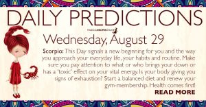 Daily Predictions for Wednesday, 29 August 2018