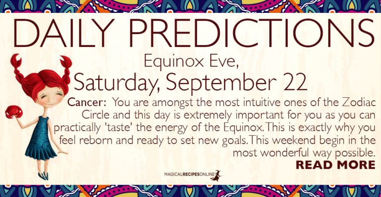 Daily Predictions for Saturday, Equinox Eve, September 22 2018