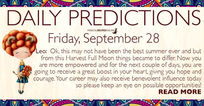 Daily Predictions for Friday, September 28, 2018