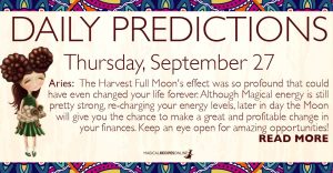 Daily Predictions for Thursday, September 27, 2018