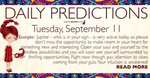Daily Predictions for Tuesday, 11 September 2018