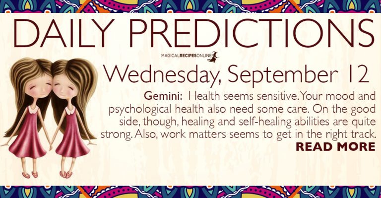 Daily Predictions for Wednesday, 12 September 2018