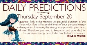 Daily Predictions for Thursday, 20 September 2018