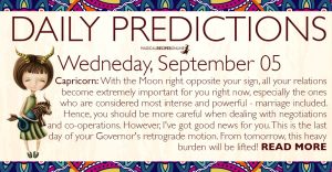 Daily Predictions for Wednesday, 05 September 2018