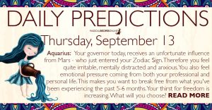 Daily Predictions for Thursday, 13 September 2018