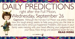 Daily Predictions for Wednesday, September 26, 2018