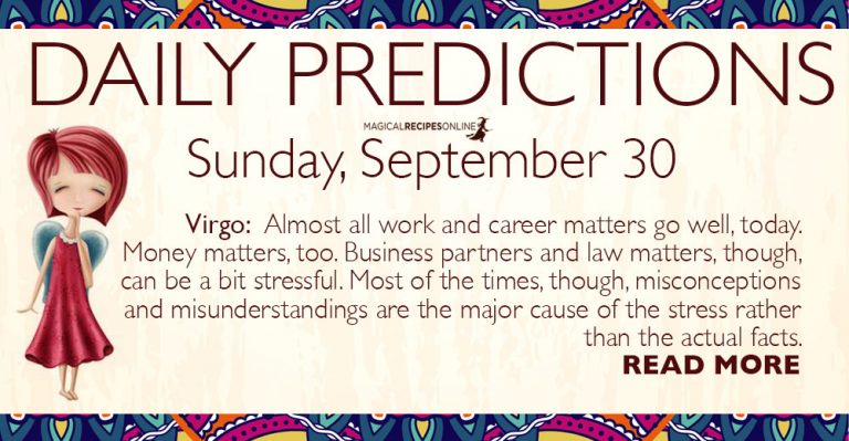 Daily Predictions for Sunday, 30 September 2018