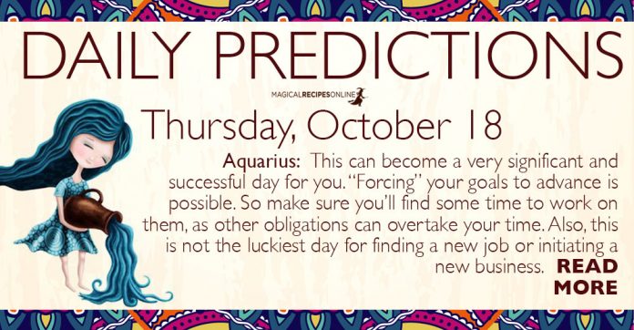 Daily Predictions for Thursday, 18 October 2018
