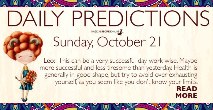 Daily Predictions for Sunday, 21 October 2018