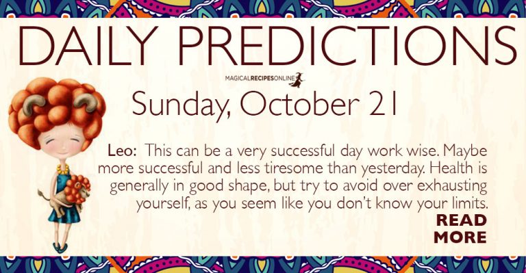 Daily Predictions for Sunday, 21 October 2018