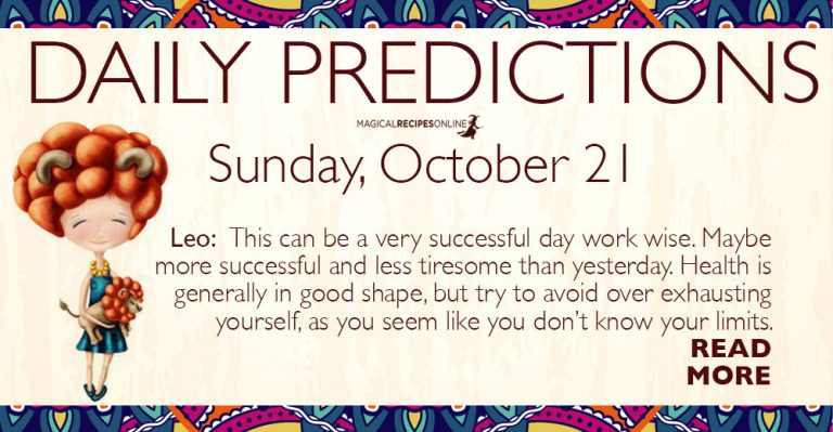 Daily Predictions for Sunday, 21 October 2018