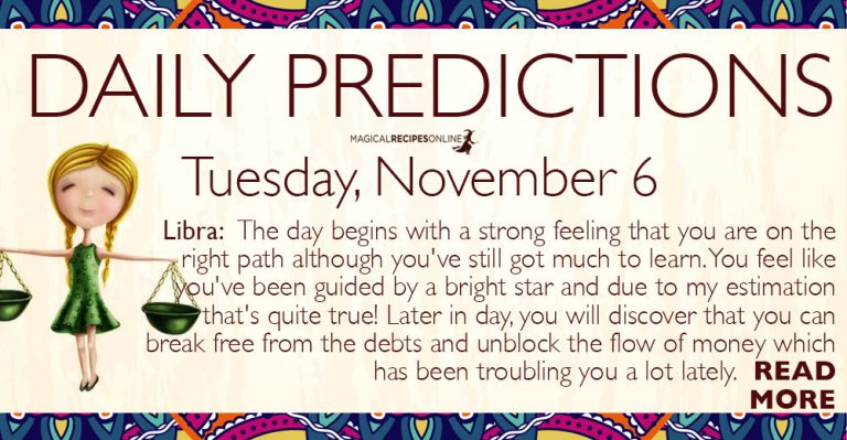 Daily Predictions for Tuesday, November 6, 2018