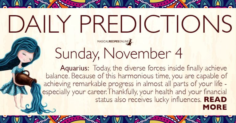 Daily Predictions for Sunday, November 4, 2018