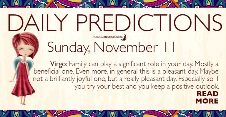 Daily Predictions for Sunday 11 November 2018