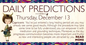 Daily Predictions for Thursday, December 13, 2018