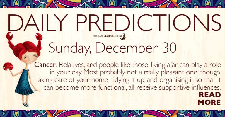 Daily Predictions for Sunday 30 December 2018