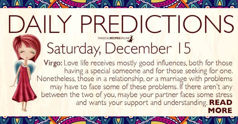 Daily Predictions for Saturday 15 December 2018