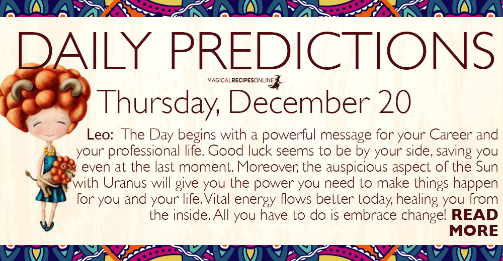 Daily Predictions for Thursday, December 20, 2018