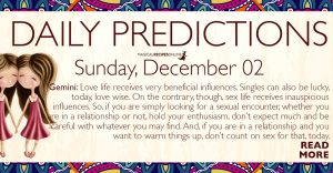 Daily Predictions for Sunday 2 December 2018