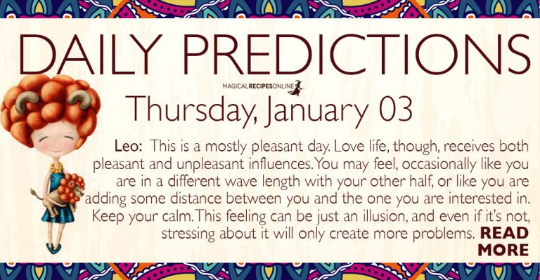 Daily Predictions for Thursday 03 January 2019