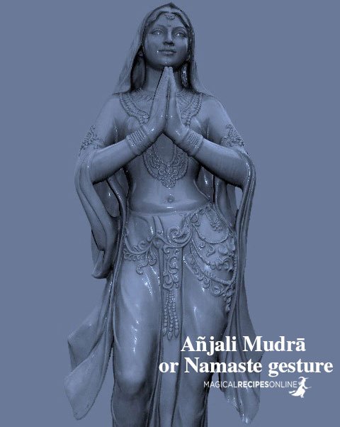 Añjali Mudrā, Namaste gesture or praṇāmāsana is a hand gesture, associated with prayer.