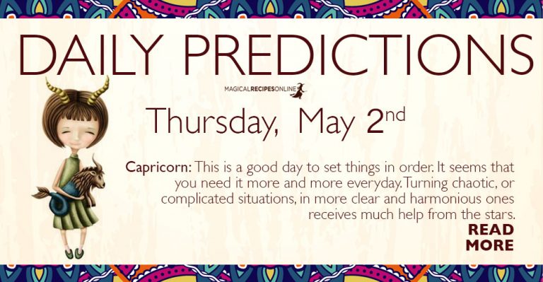 Daily Predictions for Thursday 02 May 2019