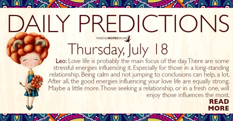 Daily Predictions for Thursday 18 July 2019